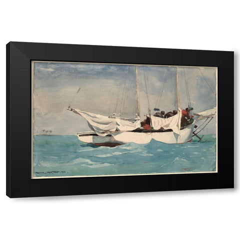 Key West Hauling Anchor Black Modern Wood Framed Art Print by Homer, Winslow