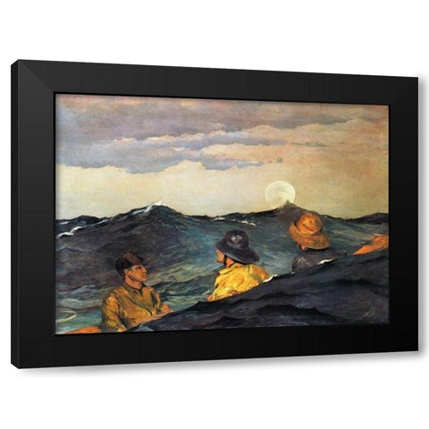 Kissing The Moon Black Modern Wood Framed Art Print with Double Matting by Homer, Winslow