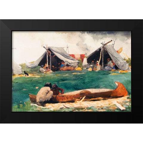 Montagnais Indians Black Modern Wood Framed Art Print by Homer, Winslow
