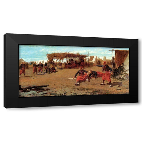 Pitching Quoits Black Modern Wood Framed Art Print with Double Matting by Homer, Winslow