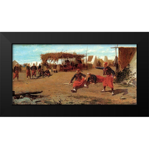 Pitching Quoits Black Modern Wood Framed Art Print by Homer, Winslow