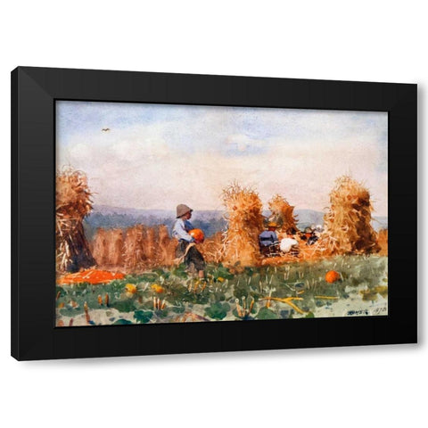 Pumpkin Patch Black Modern Wood Framed Art Print with Double Matting by Homer, Winslow