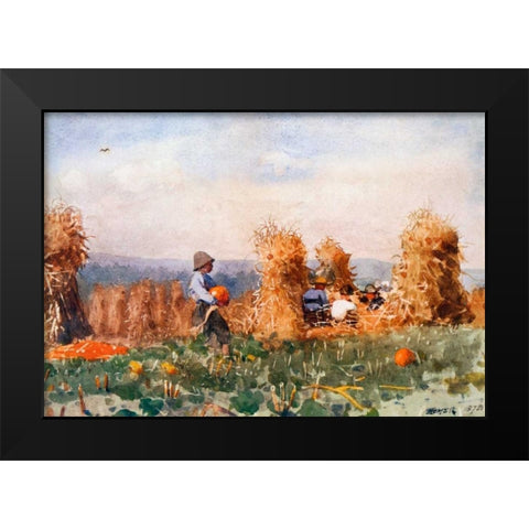 Pumpkin Patch Black Modern Wood Framed Art Print by Homer, Winslow