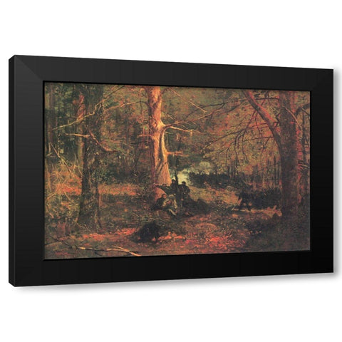 Skirmish In The Wilderness Black Modern Wood Framed Art Print with Double Matting by Homer, Winslow