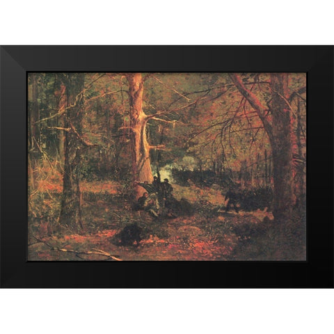 Skirmish In The Wilderness Black Modern Wood Framed Art Print by Homer, Winslow