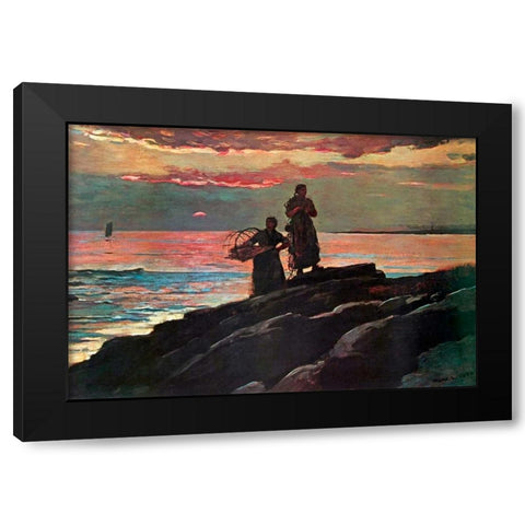 Sunset Saco Bay Black Modern Wood Framed Art Print with Double Matting by Homer, Winslow
