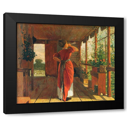 The Dinner Horn Black Modern Wood Framed Art Print with Double Matting by Homer, Winslow