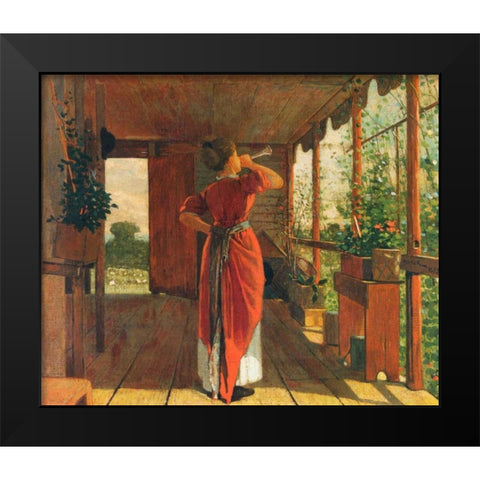 The Dinner Horn Black Modern Wood Framed Art Print by Homer, Winslow