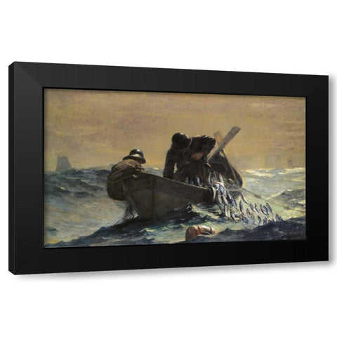 The Herring Net Black Modern Wood Framed Art Print with Double Matting by Homer, Winslow