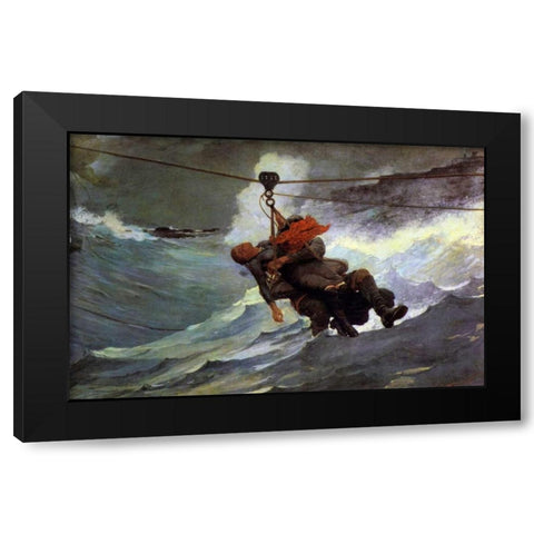 The Life Line Black Modern Wood Framed Art Print by Homer, Winslow