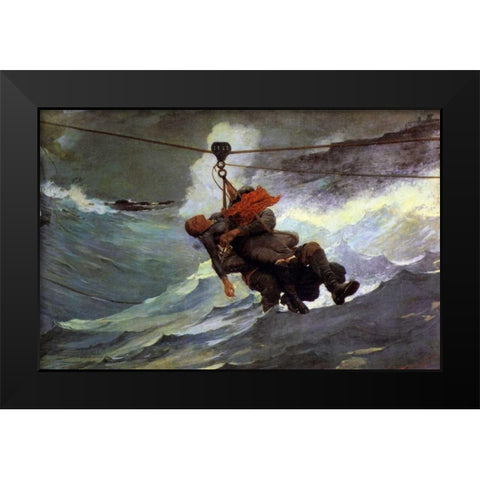 The Life Line Black Modern Wood Framed Art Print by Homer, Winslow