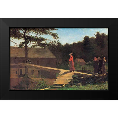 The Morning Bell Black Modern Wood Framed Art Print by Homer, Winslow