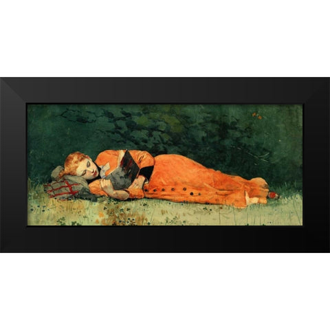 The New Novel Black Modern Wood Framed Art Print by Homer, Winslow