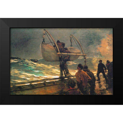 The Signal Of Distress Black Modern Wood Framed Art Print by Homer, Winslow