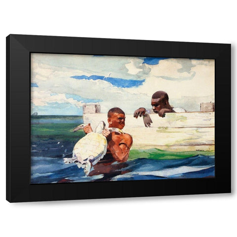 The Turtle Pond Black Modern Wood Framed Art Print by Homer, Winslow