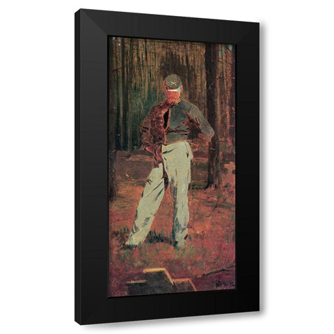 Trooper Meditating Beside A Grave Black Modern Wood Framed Art Print with Double Matting by Homer, Winslow