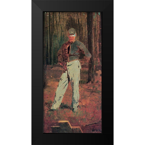 Trooper Meditating Beside A Grave Black Modern Wood Framed Art Print by Homer, Winslow