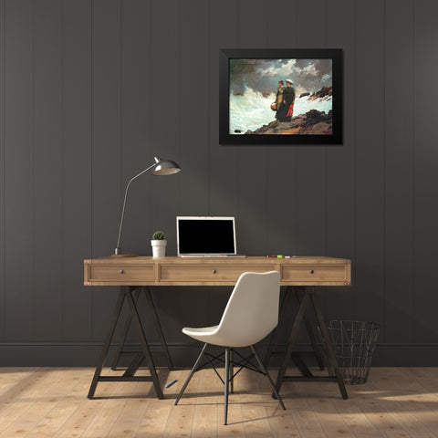 Watching The Breakers Black Modern Wood Framed Art Print by Homer, Winslow