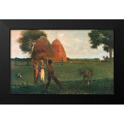 Weaning The Calf Black Modern Wood Framed Art Print by Homer, Winslow
