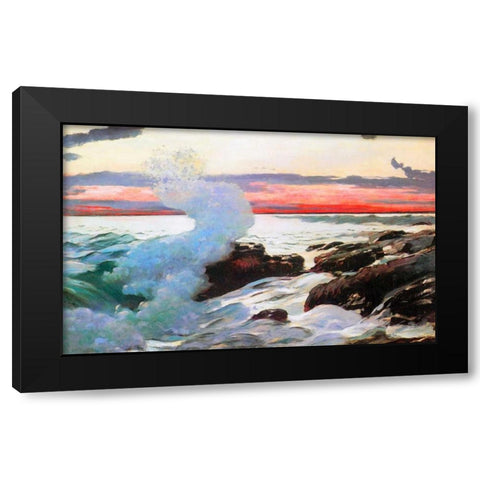 West Point Prouts Neck 1900 Black Modern Wood Framed Art Print with Double Matting by Homer, Winslow