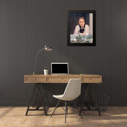 Young Girl At Window Black Modern Wood Framed Art Print by Homer, Winslow