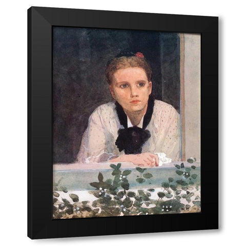 Young Girl At Window Black Modern Wood Framed Art Print by Homer, Winslow