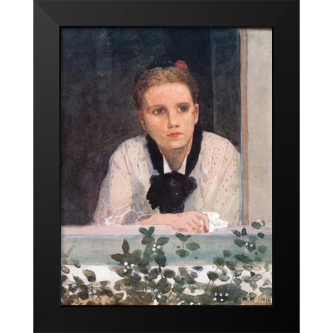 Young Girl At Window Black Modern Wood Framed Art Print by Homer, Winslow