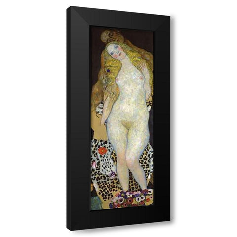Adam And Eve Black Modern Wood Framed Art Print with Double Matting by Klimt, Gustav
