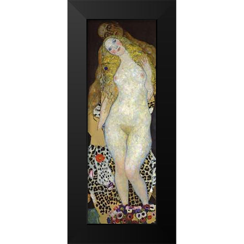 Adam And Eve Black Modern Wood Framed Art Print by Klimt, Gustav