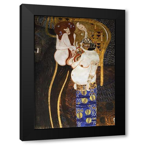 Beethoven Frieze (detail 2) Black Modern Wood Framed Art Print with Double Matting by Klimt, Gustav