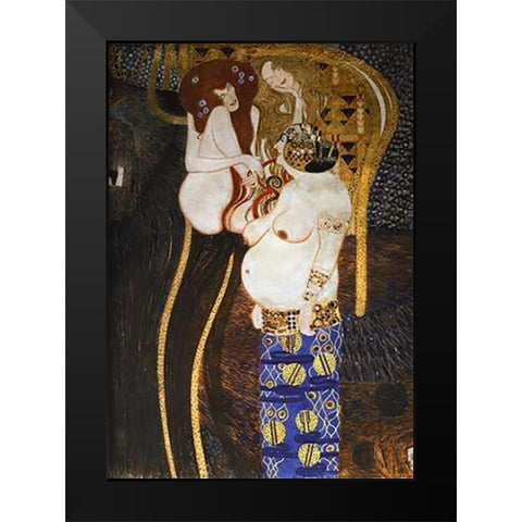 Beethoven Frieze (detail 2) Black Modern Wood Framed Art Print by Klimt, Gustav