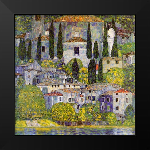 Church At Cassone Sul Garda Black Modern Wood Framed Art Print by Klimt, Gustav