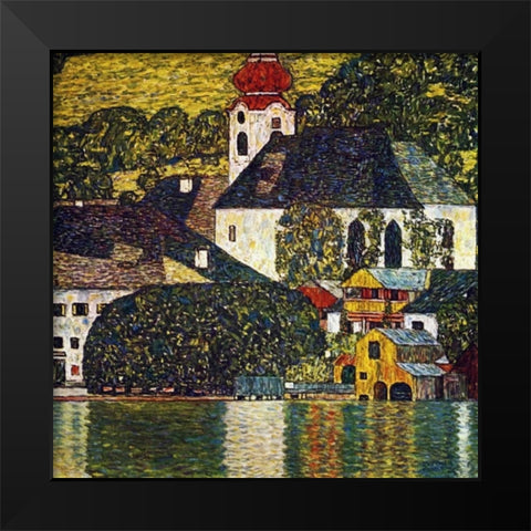 Church At Unterach On The Attersee Black Modern Wood Framed Art Print by Klimt, Gustav