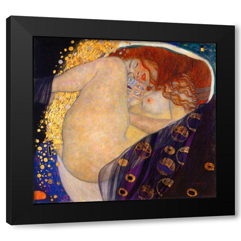 Danae 1908 Black Modern Wood Framed Art Print with Double Matting by Klimt, Gustav
