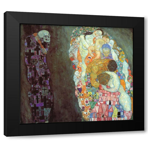 Death And Life Black Modern Wood Framed Art Print with Double Matting by Klimt, Gustav