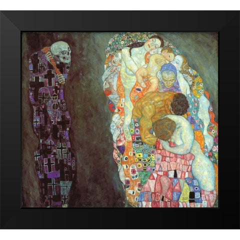 Death And Life Black Modern Wood Framed Art Print by Klimt, Gustav