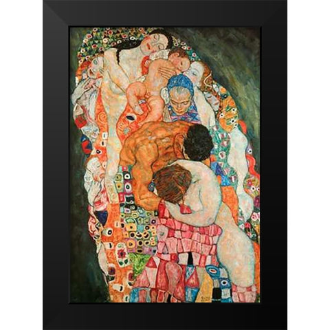 Death And Life 2 Black Modern Wood Framed Art Print by Klimt, Gustav