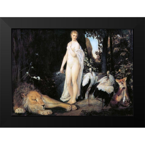 Fable 1883 Black Modern Wood Framed Art Print by Klimt, Gustav