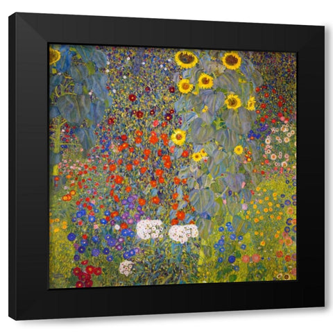 Farm Garden With Sunflowers Black Modern Wood Framed Art Print with Double Matting by Klimt, Gustav