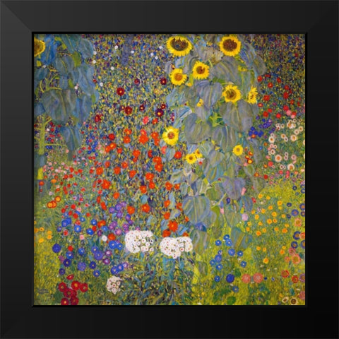 Farm Garden With Sunflowers Black Modern Wood Framed Art Print by Klimt, Gustav