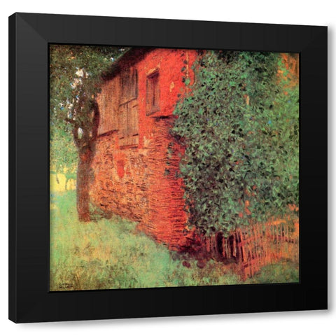 Farmhouse At Kammer Black Modern Wood Framed Art Print with Double Matting by Klimt, Gustav