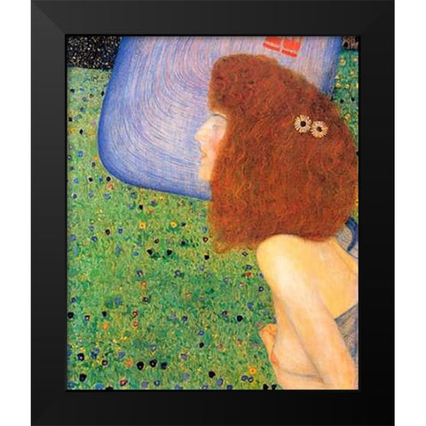 Girl With Blue Veil 1903 Black Modern Wood Framed Art Print by Klimt, Gustav