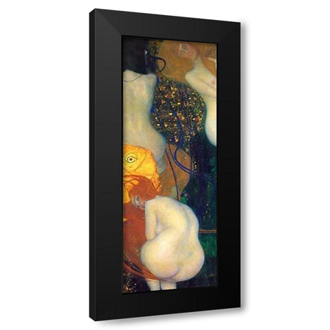 Goldfish Black Modern Wood Framed Art Print by Klimt, Gustav