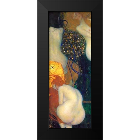 Goldfish Black Modern Wood Framed Art Print by Klimt, Gustav