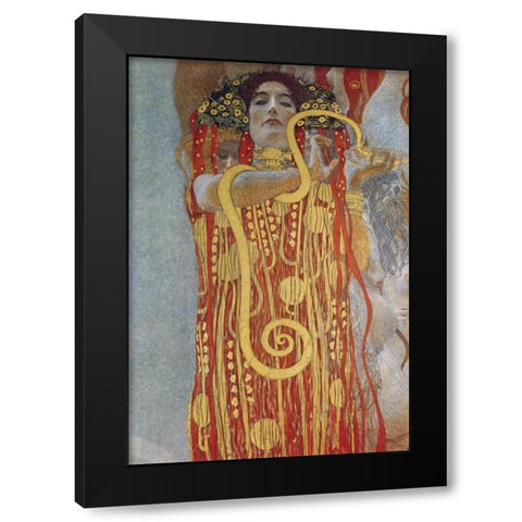 Hygeia Black Modern Wood Framed Art Print with Double Matting by Klimt, Gustav