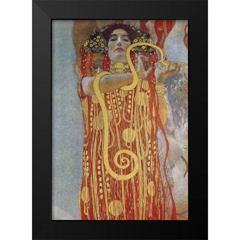 Hygeia Black Modern Wood Framed Art Print by Klimt, Gustav