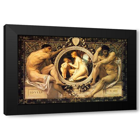 Idyll 1884 Black Modern Wood Framed Art Print by Klimt, Gustav