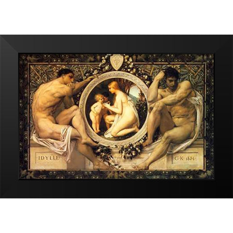 Idyll 1884 Black Modern Wood Framed Art Print by Klimt, Gustav