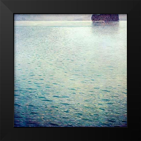Island In Lake Atter Black Modern Wood Framed Art Print by Klimt, Gustav