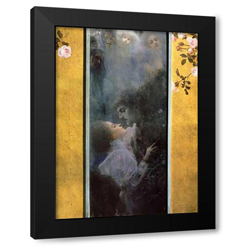Love 1895 Black Modern Wood Framed Art Print with Double Matting by Klimt, Gustav